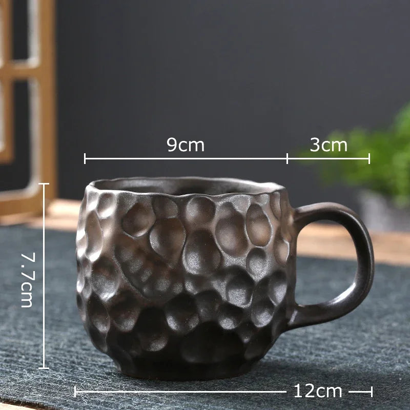 Afralia™ Hammer Pattern Ceramic Mug Set for Dining Table and Coffee, Tea, Juice