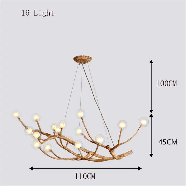 Afralia™ Retro LED Chandelier: Tree Branch Art Ceiling Pendant Lights for Living Bedroom