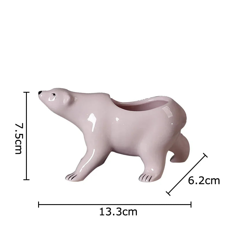 Polar Bear Ceramic Vase Small Plant Pot Table Decoration Flowers Arrangement Afralia™ Aesthetic Decor