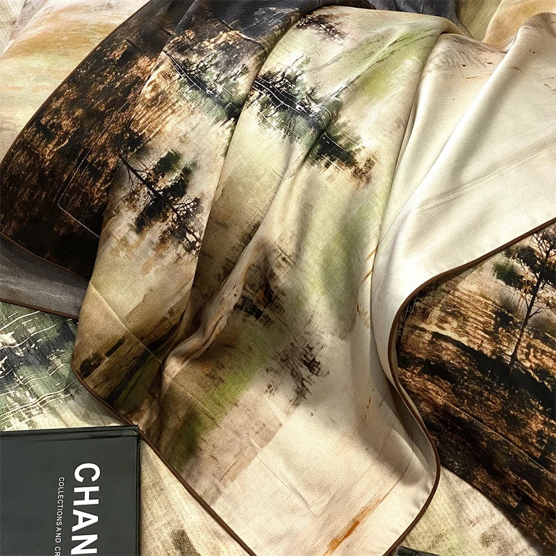 Afralia™ Lyocell Cotton Digital Print Bedding Set with Duvet Cover, Sheet, and Pillowcase