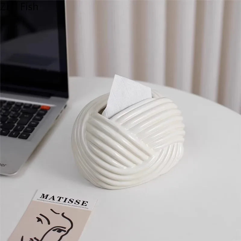 Afralia™ Ceramic Bread Texture Tissue Box for Coffee Table & Desk Décor