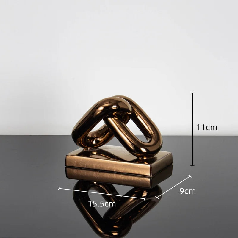 Afralia™ Golden Chain Skeleton Lock Home Decoration Figurine