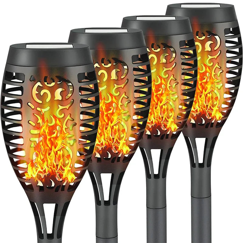 Afralia™ Solar Flame Torch Lights: Flickering Waterproof Outdoor Garden Decor