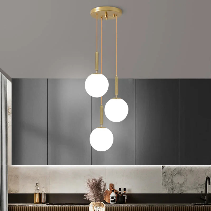 Afralia™ LED Glass Ball Chandelier for Home Dining Hotel Decor