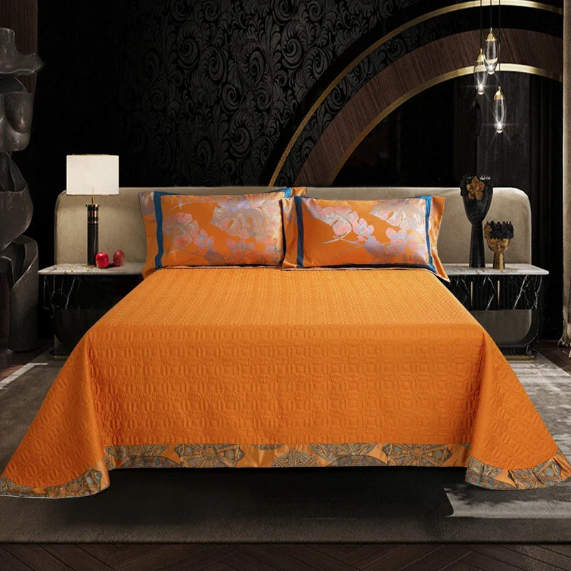 Afralia™ Egyptian Cotton Silk Jacquard Bedding Set for Queen King Size Linens