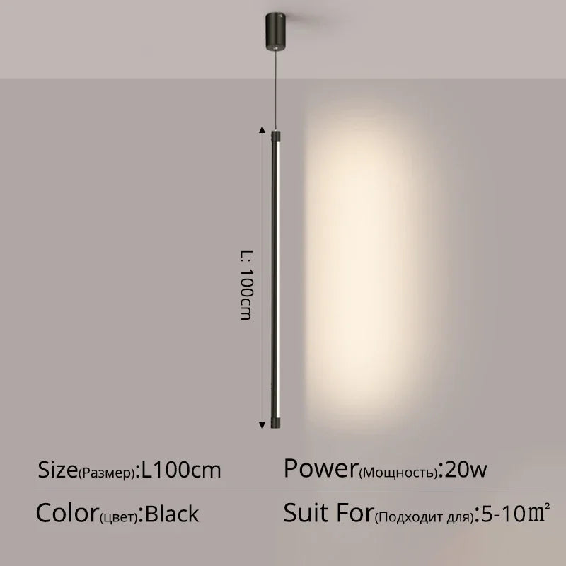 Afralia™ Black Nordic LED Tube Pendant Light for Bedroom Restaurant Kitchen Dining Room