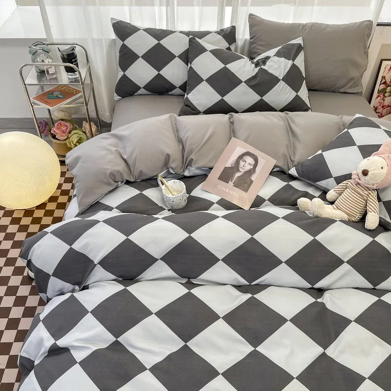Afralia™ Geometric Pattern Bedding Sets: King & Queen Sizes, Smooth & Breathable Bedclothes