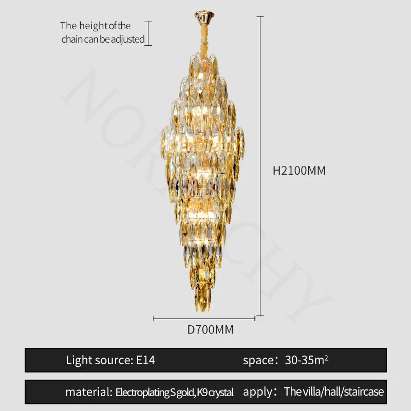 Afralia™ European Crystal Duplex Chandelier for Hotel Lobby Staircase & Villa Living Room