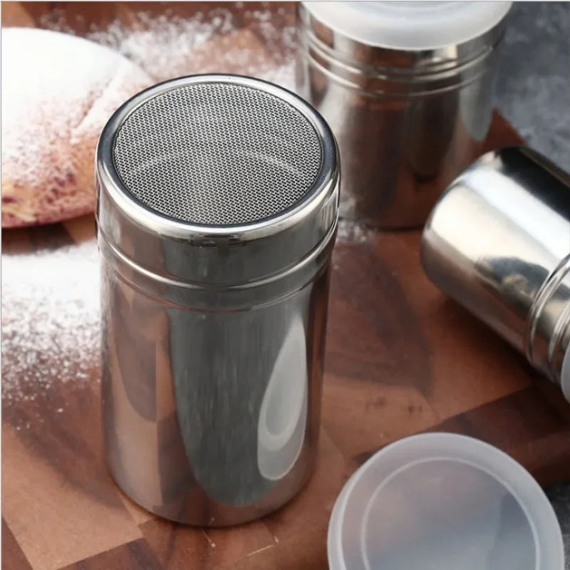 Afralia™ Stainless Steel Duster Jar for Coffee Cocoa Sugar Seasoning Sifter Lid