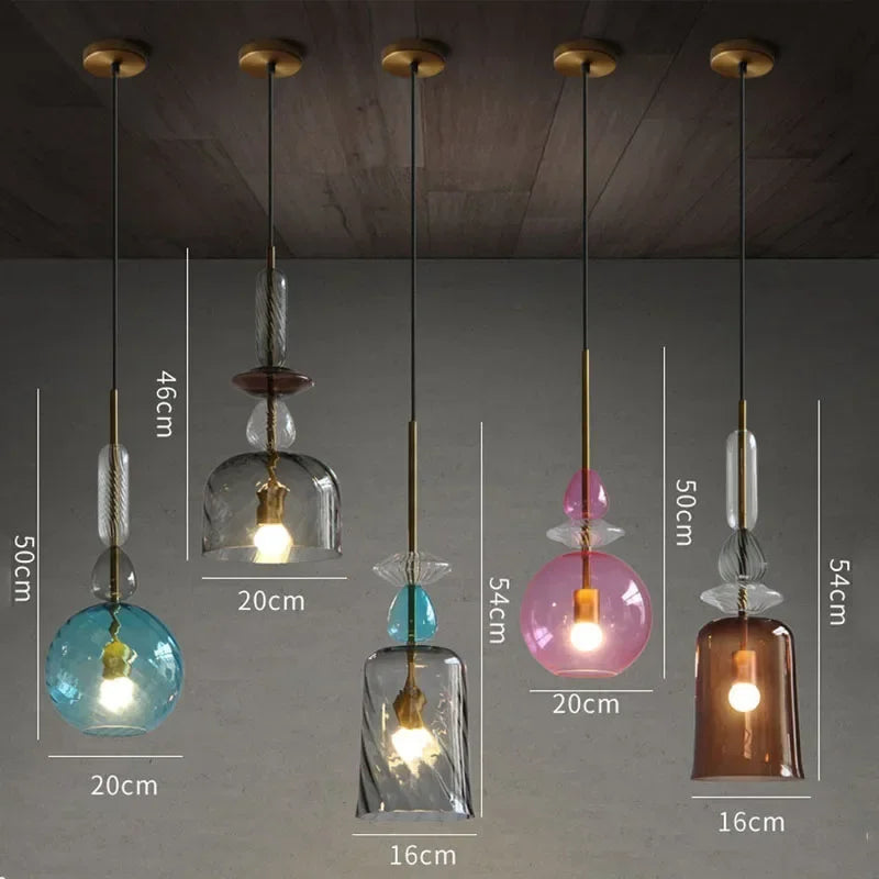 Afralia™ Candy Glass Chandelier Pendant Light for Dining and Living Room
