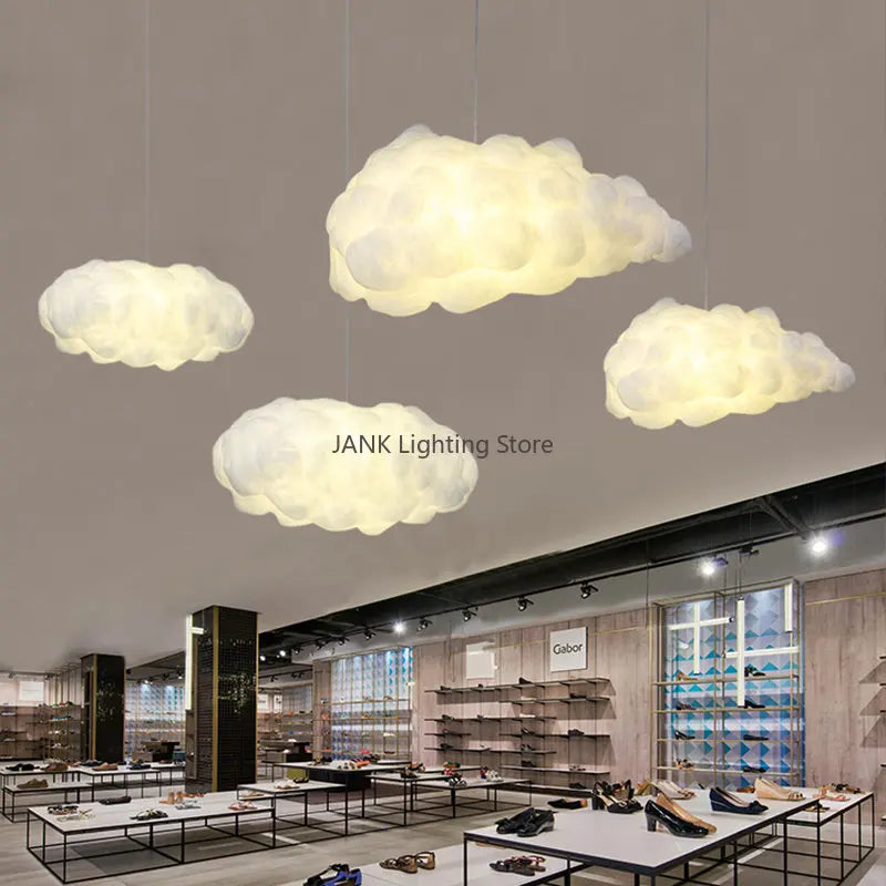 Afralia™ Nordic Cloud Kids Room Pendant Light, Silk Cotton LED Decor Lighting