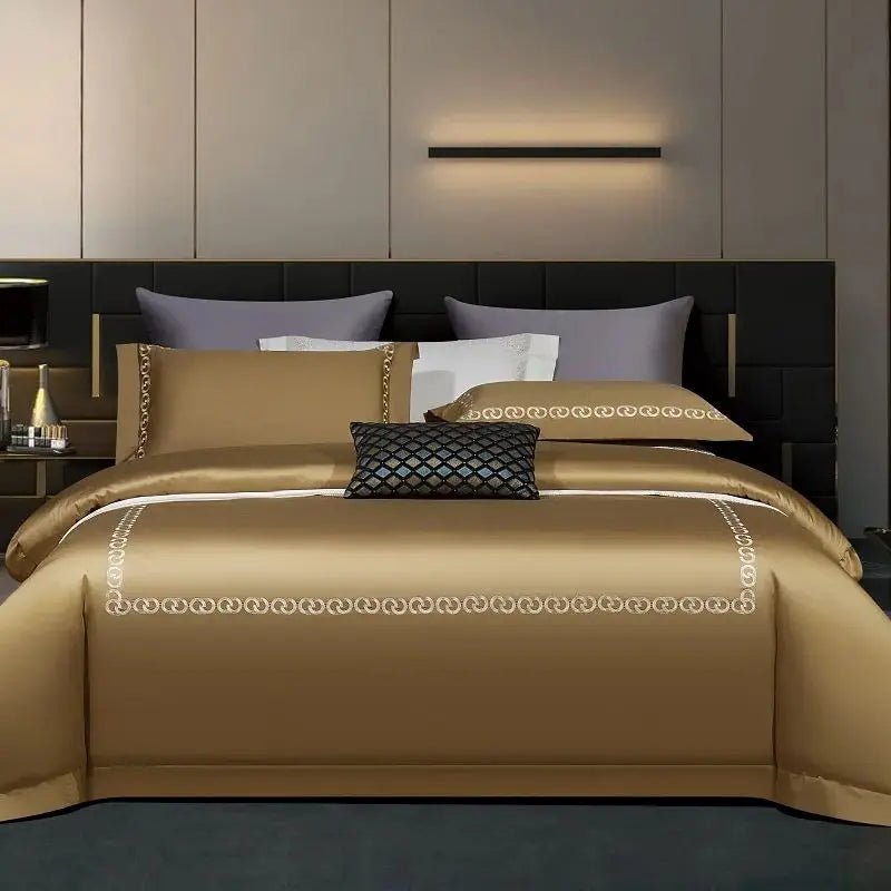 Afralia™ Luxury Egyptian Cotton Hotel Style Bedding Set: Duvet Cover, Sheet, Pillowcases