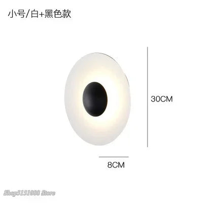 Afralia™ Round LED Wall Lamps for Modern Nordic Bedroom, Black Wood Living Room Lighting Fixtures