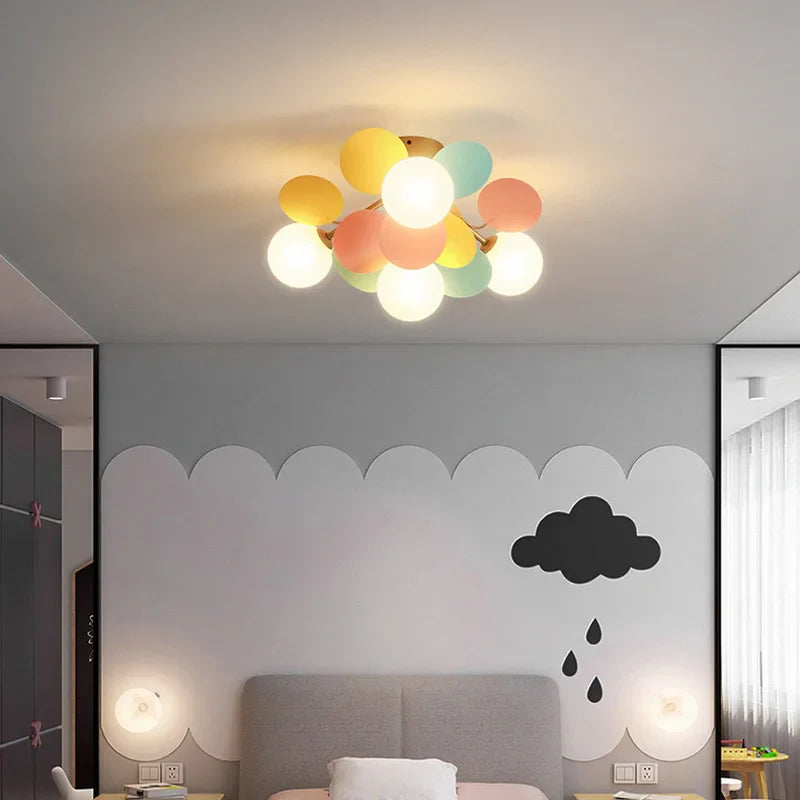 Afralia™ Kids' Room Glass Ball Chandelier, Modern LED Ceiling Light Fixture