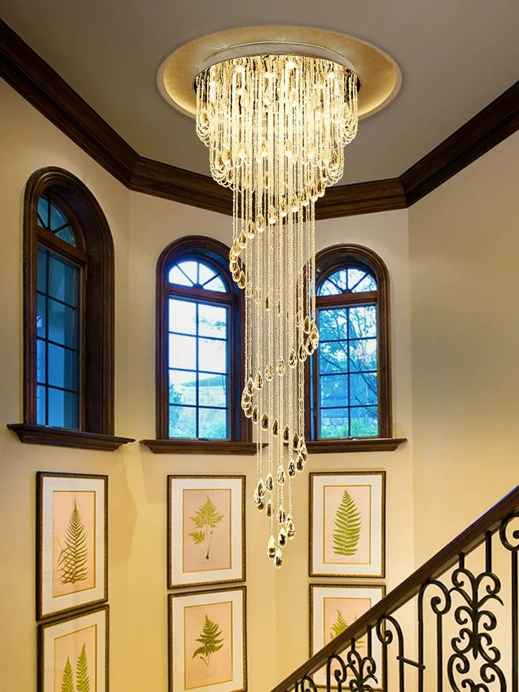 Afralia™ Luxury Crystal Chandelier LED Light Fixture for Living Room