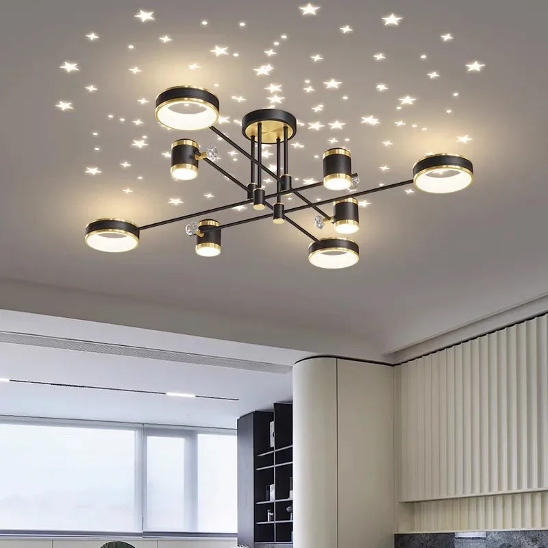 Afralia™ Nordic Starry Ceiling Chandelier: LED Dimmable Lamps for Living Room, Bedroom, Study Room