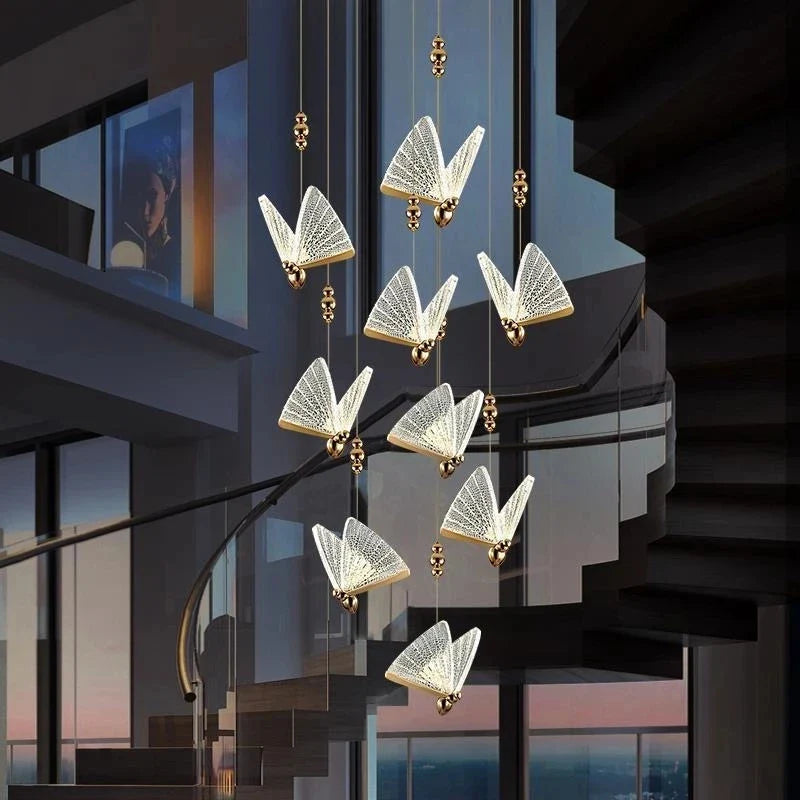 Afralia™ Butterfly LED Pendant Lamp: Modern Luxury Decor for Staircase, Bedroom, Aisle.