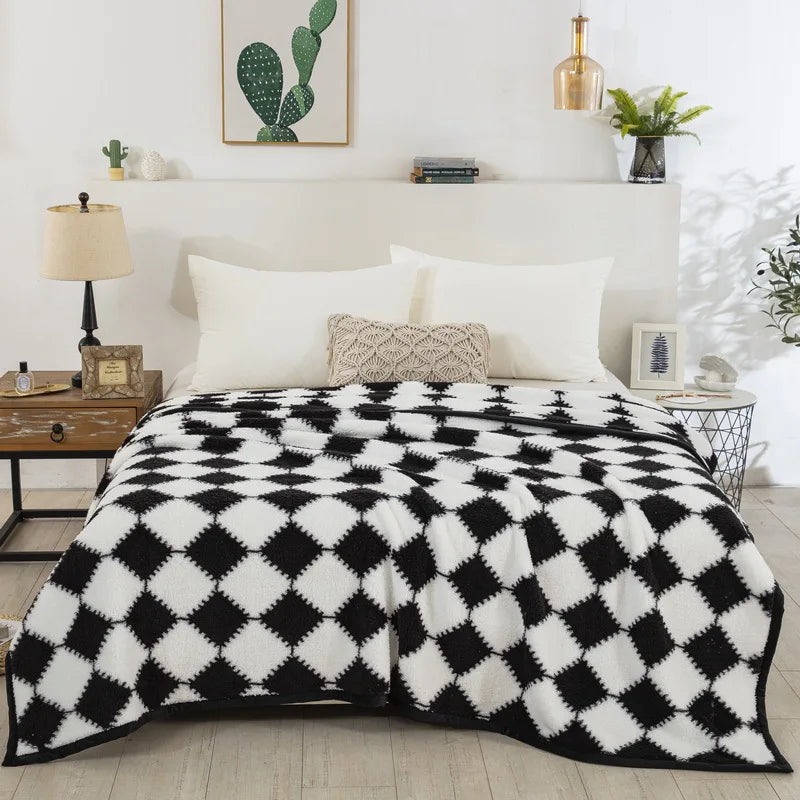 Afralia™ Nordic Checkered Blanket: Soft & Cozy Spring/Autumn Bed Sheet, Sofa Cover & Blanket.