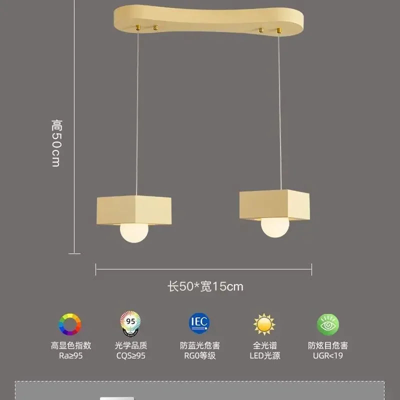 Afralia™ Minimalist Square Chandelier Dining Room Lamp Online Celebrity Light Luxe Designer