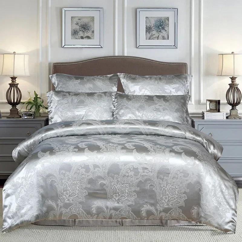 Afralia™ European Satin Jacquard Duvet Cover Set - Smooth & Luxurious Summer Bedding Kit
