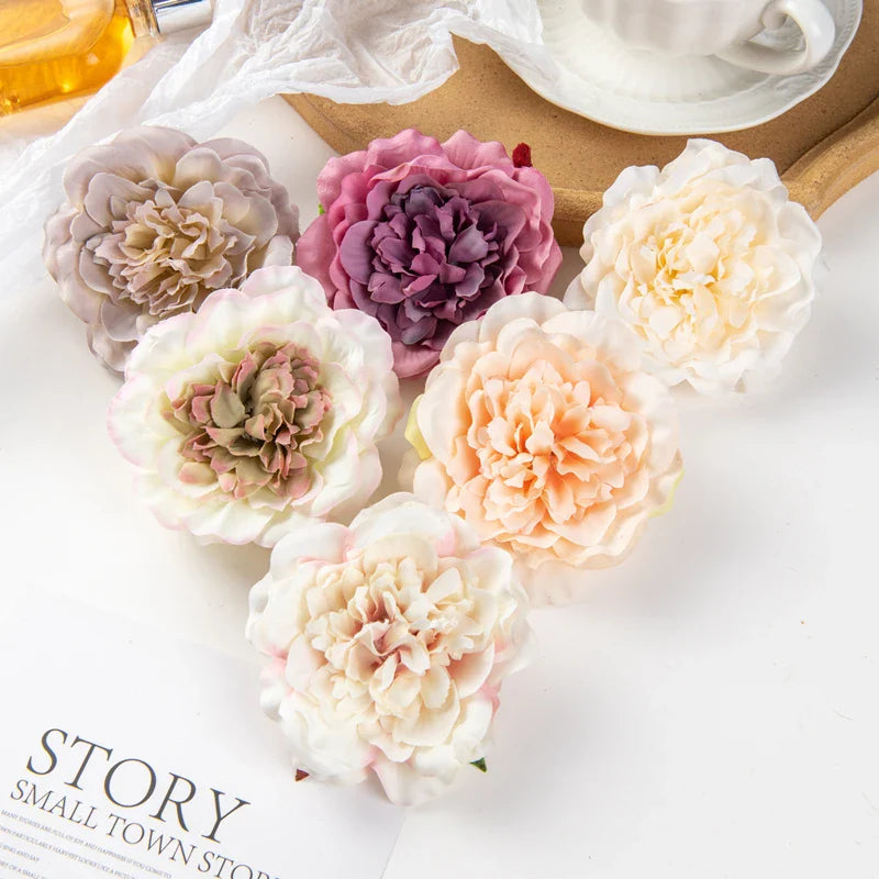 Afralia™ Silk Dahlias Peony Roses Wedding Home Decor Craft Material Bouquet