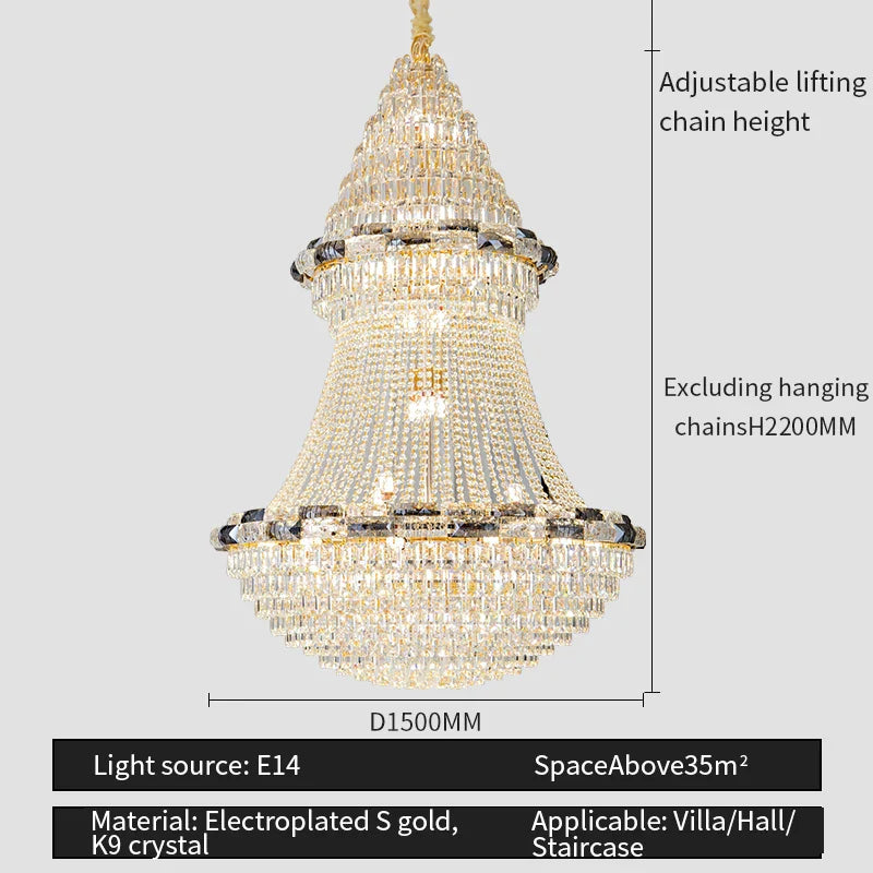 Afralia™ Light Luxury Crystal Chandelier - Post-modern Bedroom Dining Room Living Room Elegant Design