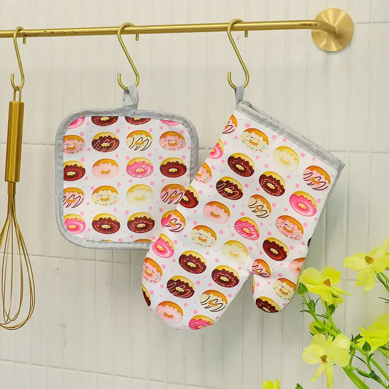 Afralia™ Cotton Kitchen Baking Microwave Gloves for Heat Resistant Baking Oven Safety