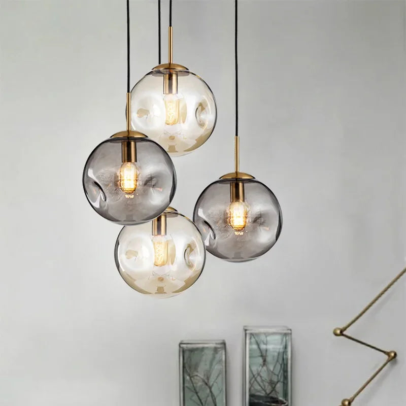 Afralia™ Modern Glass Ball Ceiling Chandelier - Bubble Pendant Lamp