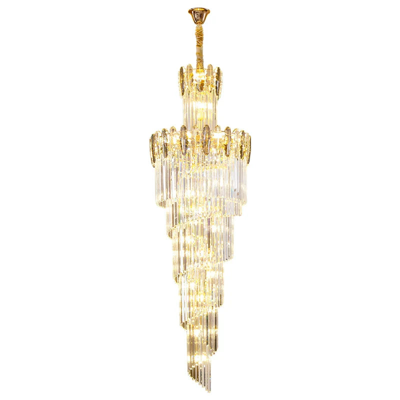 Afralia™ Crystal Chandelier: Elegant minimalist duplex living room lighting with a touch of luxury.