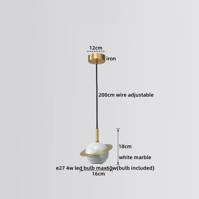 Afralia™ Marble Copper LED Pendant Light - Modern Hanging Lamp Chandelier