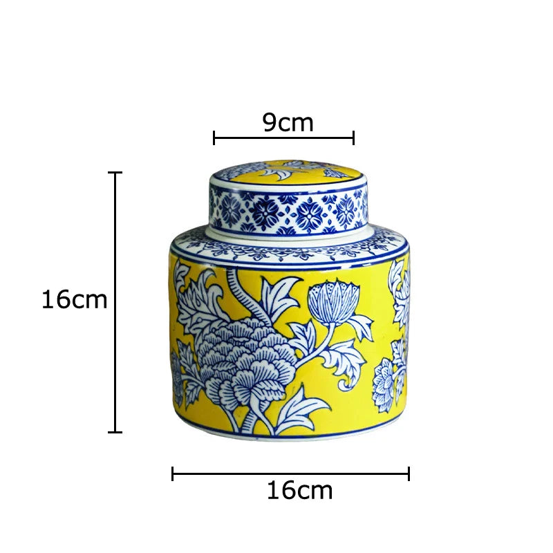 Afralia™ Pomegranate Pattern Blue White Porcelain Vase Flower Pot Room Decor
