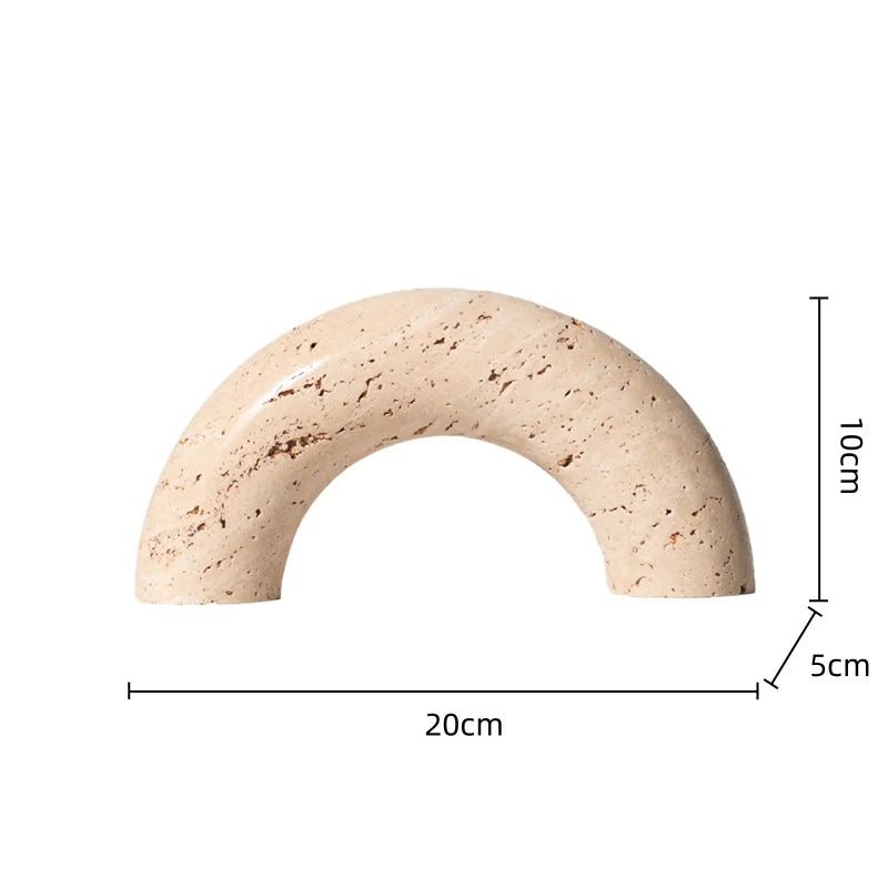 Afralia™ Marble Geometric Arch Sculpture: Elegant Yellow Cave Stone Ornament for Living Room.