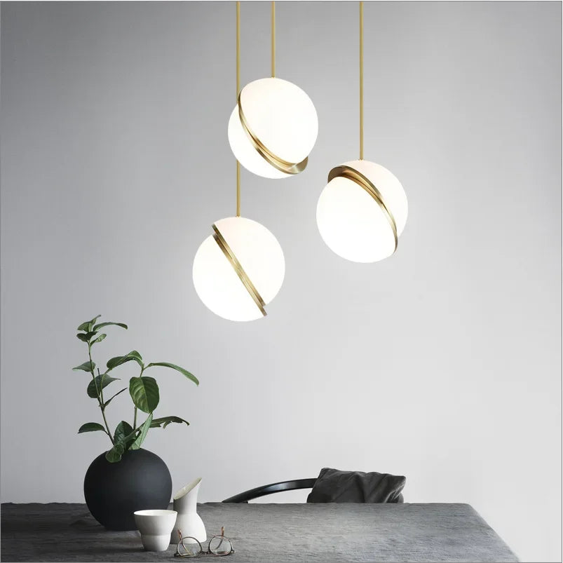 Afralia™ Golden Ball Pendant Light | Nordic Style Dining Room Chandelier