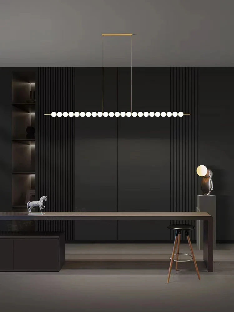 Afralia™ Magic Bean LED Copper Chandelier: Modern White Ball Lustre Hanging Light