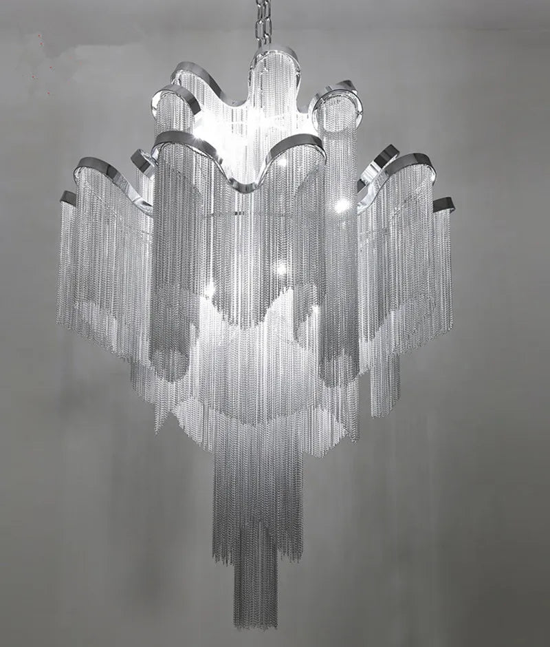 Afralia™ Crystal Tassel Chandelier LED Pendant Light with Dimmable Remote - Art Deco Style