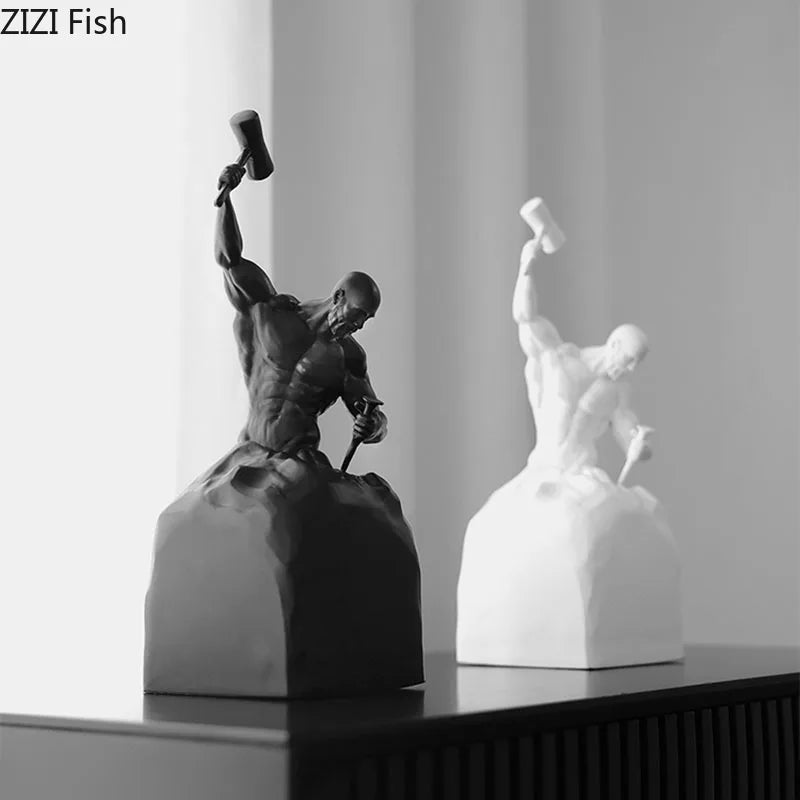 Afralia™ Abstract Art Character Statue Resin Sculpture Desk Ornament