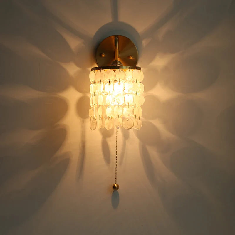 Afralia™ Conch Copper LED Wall Light Fixture with Pull Chain Switch