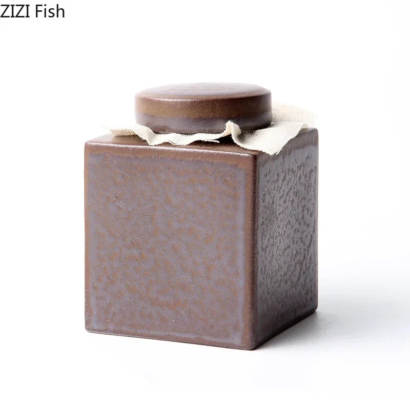 Afralia Ceramic Tea Canister Pottery Jar for Tea and Coffee Storage