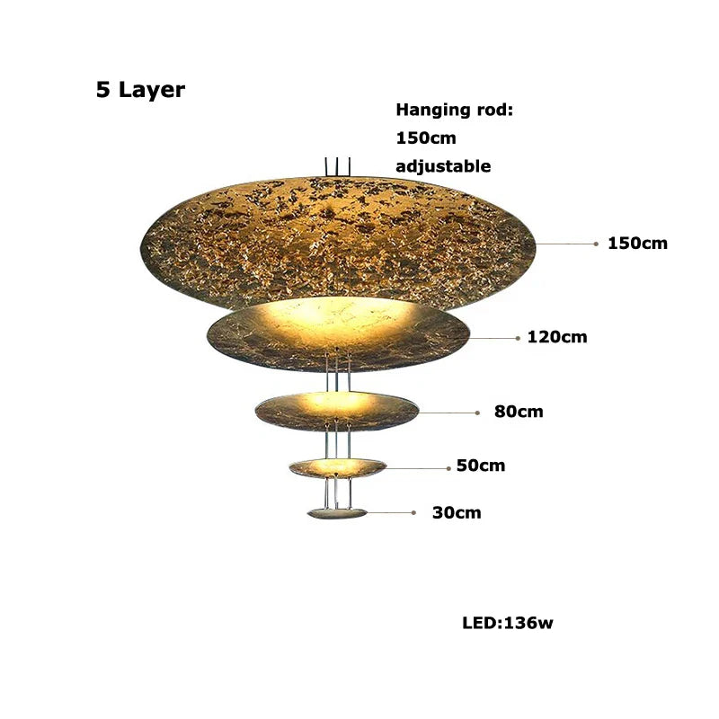 Afralia™ Gold Foil Pendant LED Chandelier, Modern Italian Design for Villas