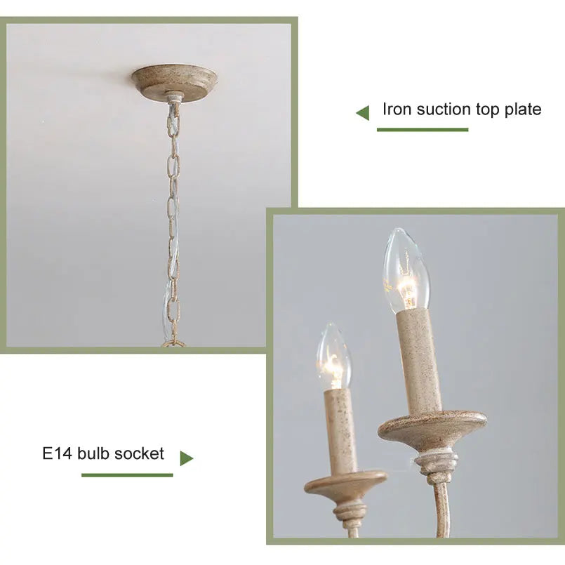 Afralia™ French Vintage Wooden Chandelier for Living Room Dining Bedroom Café Shop