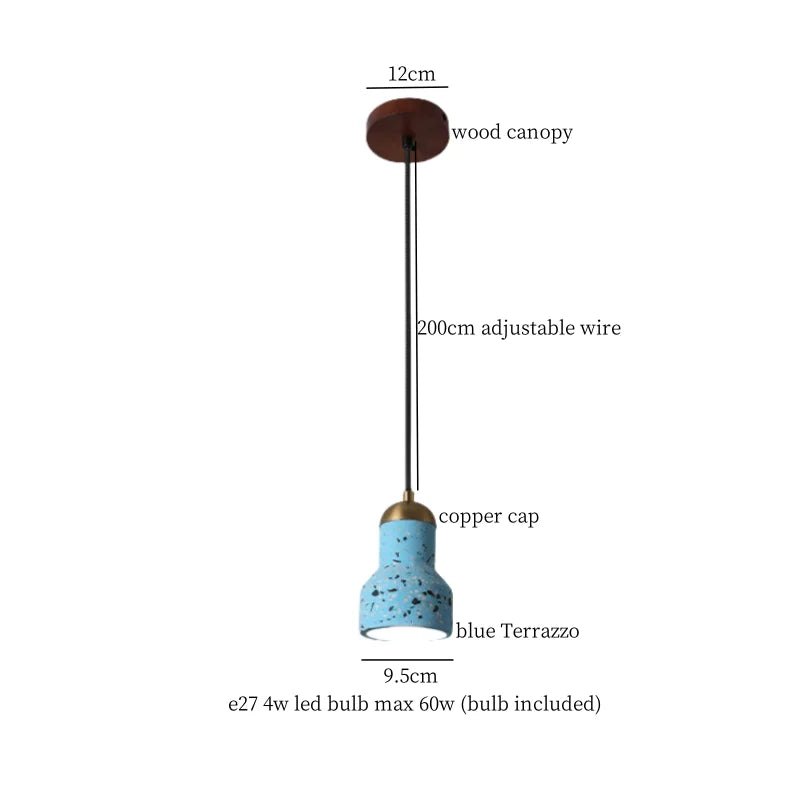 Afralia™ Terrazzo LED Pendant Light - Modern Wabi Sabi Interior Lighting for Living Room