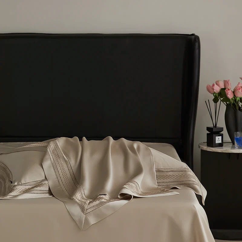 Afralia™ Luxury Embroidery Wide Edge Bedding Set in Soft Lyocell Fabric