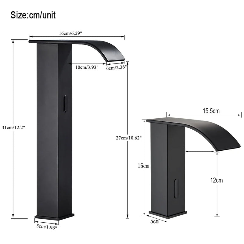 Afralia™ Automatic Sensor Waterfall Basin Faucet - Touchless Bathroom Sink Tap