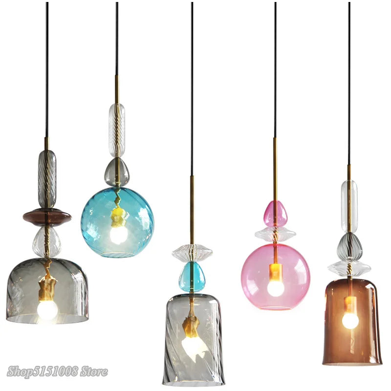 Afralia™ Glass Candy Pendant Lights: Modern Nordic Home Lighting for Living Room, Restaurant, and Kitchen