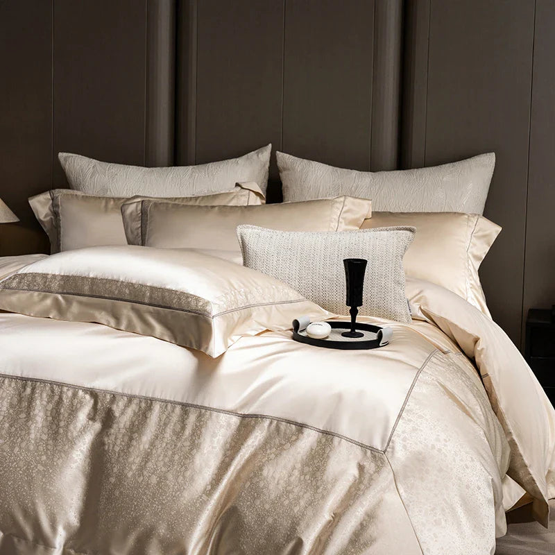 Afralia™ Classic Luxury Brocade Satin Jacquard Cotton Bedding Set with Sheet and Pillowcase