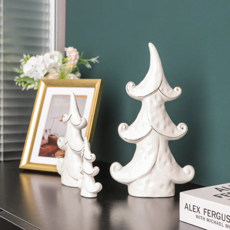 Nordic Ceramic Christmas Tree Figurines by Afralia™