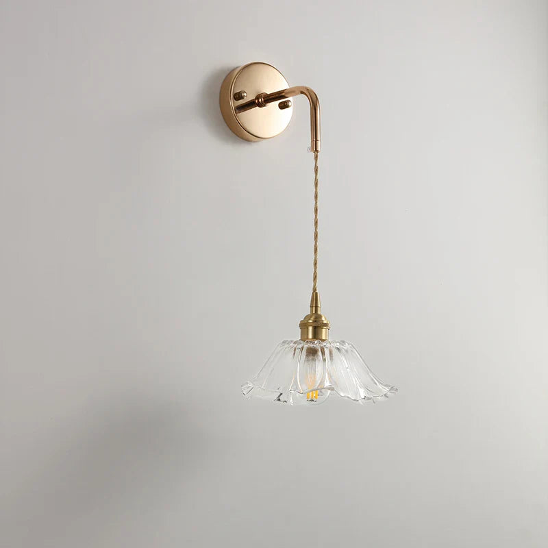 Afralia™ Clear Glass LED Wall Light | Modern Adjustable Nordic Copper Lamp Fixtures