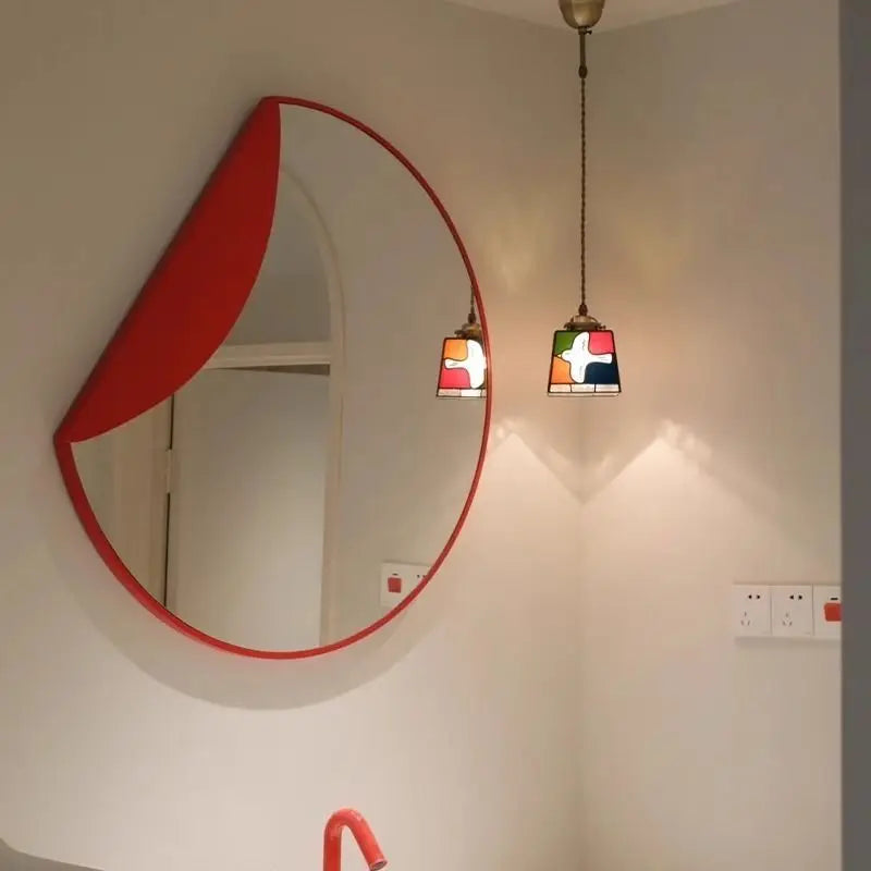 Afralia™ Red Abstract Luxury Bathroom Mirror Painting