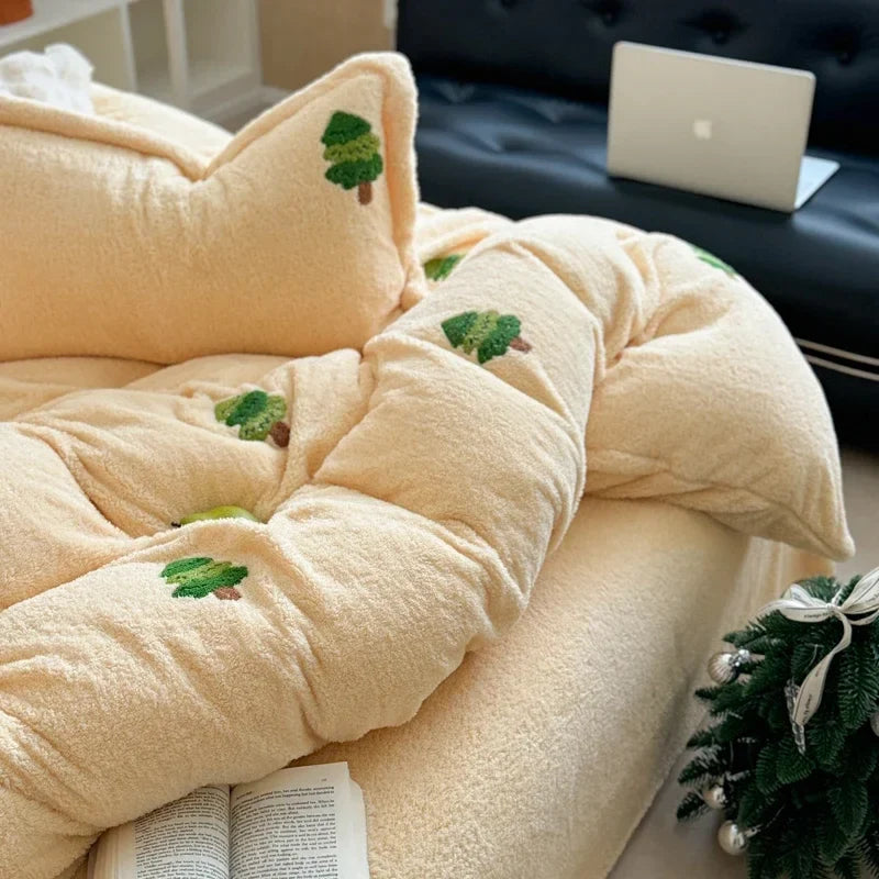 Afralia™ Teddy Velvet Bedding Set for Winter Warmth and High-end Comfort