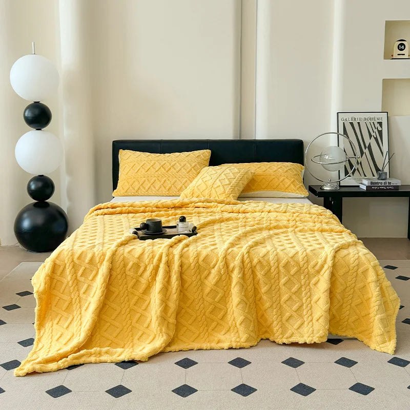 Afralia™ Taffeta Velvet Jacquard Plush Blanket: Soft, Fluffy, Colorfast Sofa Cover for Winter